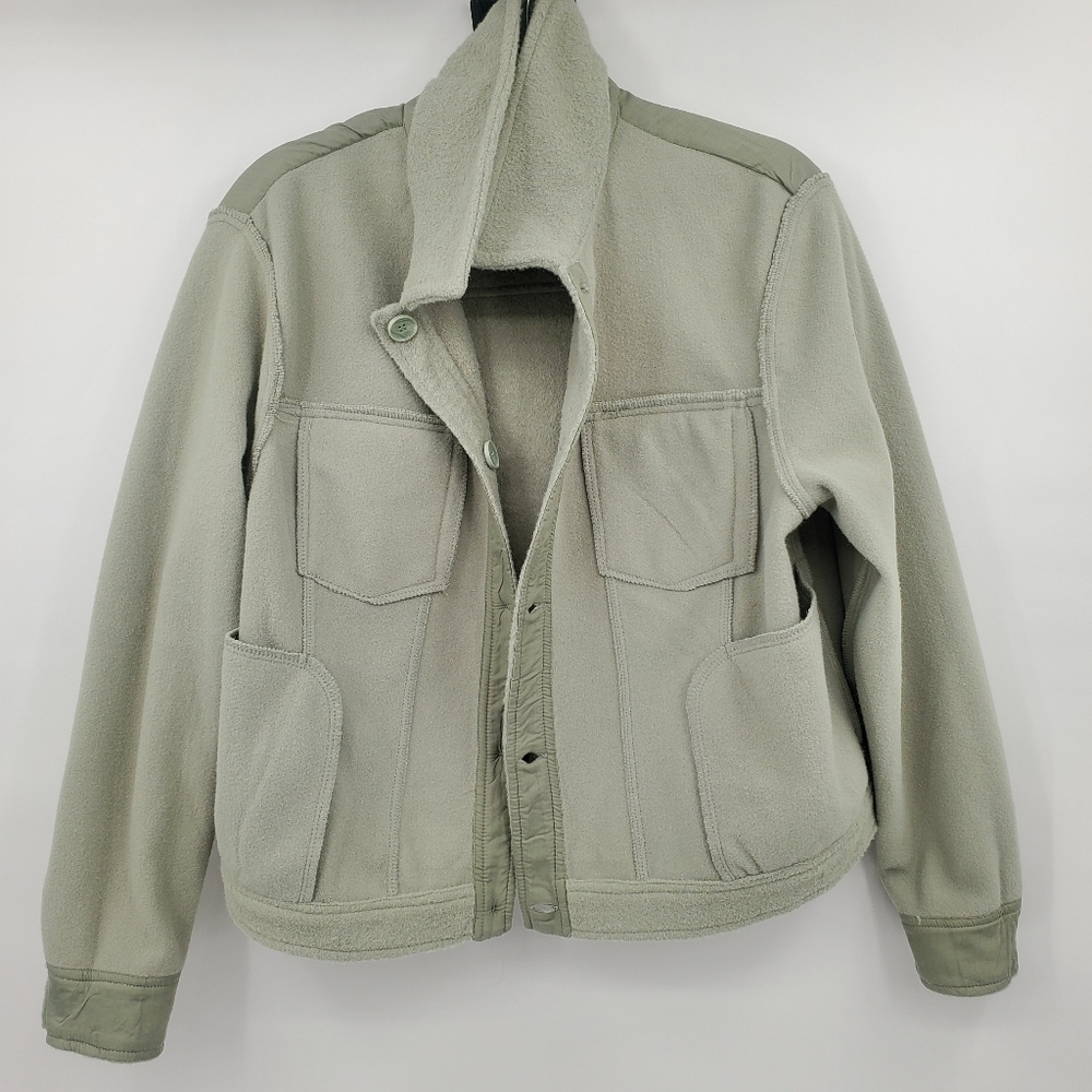♧♧ Joie Fuzzy Sage Green Trucker Style Jacket Size XL - Picture 7 of 11
